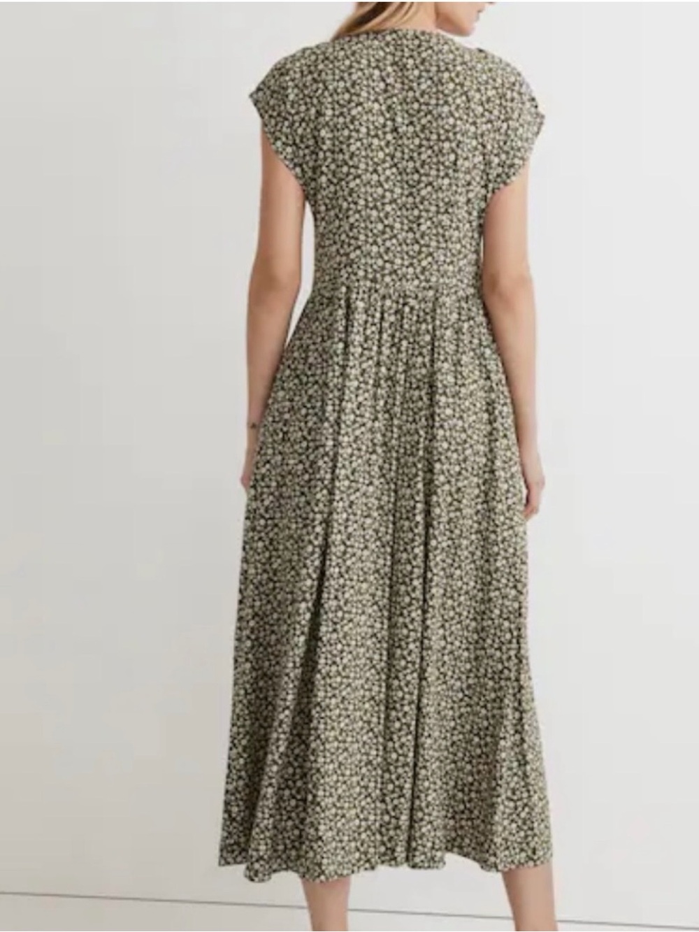 Madewell Campden Daisies Green Midi Dress Button Up Size Medium - Picture 2 of 11